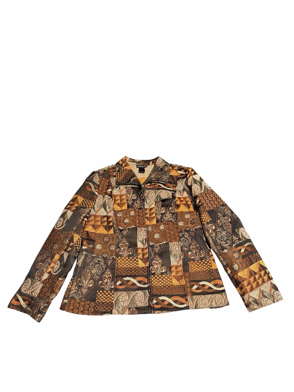 Patchwork-Print Brown & Tan Women's Jacket